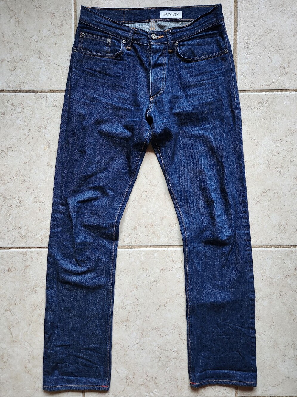 Gustin California Straight Raw Selvedge Denim Jeans 32x32 Indigo